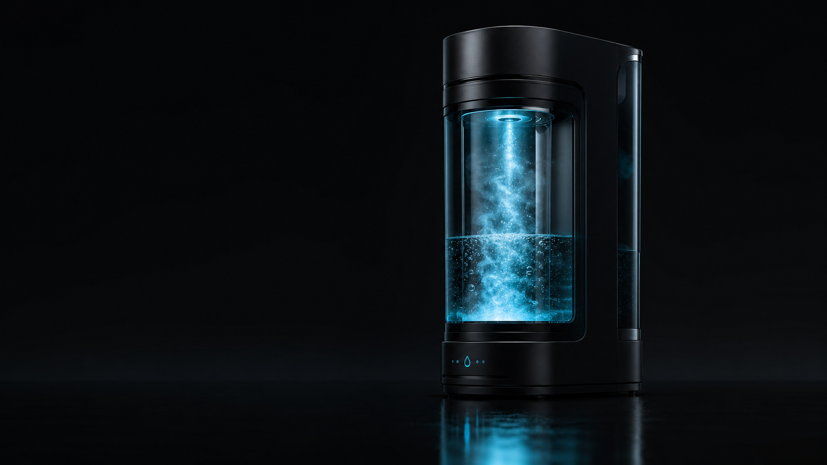 Wasserplasma in schwarzem Studio-Design